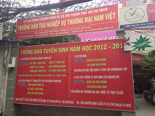 Không có chức năng đào tạo nhưng Trường Nam Việt vẫn thông báo tuyển sinh hệ CĐ, TCCN