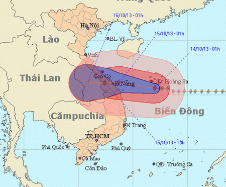Chiều tối nay, bão giật cấp 14 từ Hà Tĩnh đến Quảng Ngãi